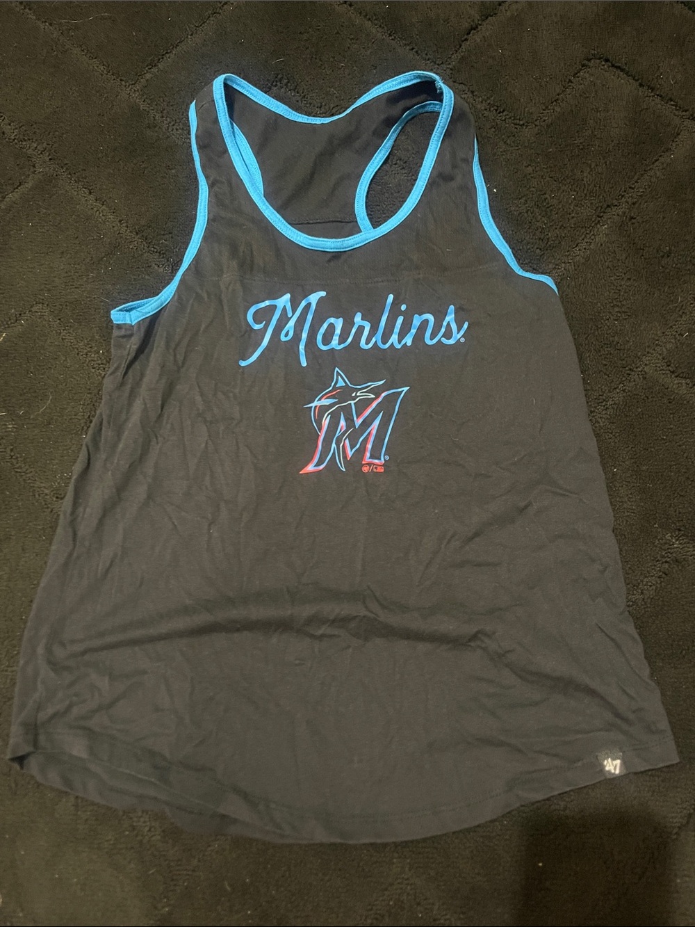 '47 Marlins Black Tank Top with Aqua Trim